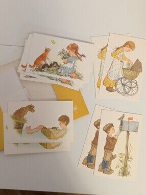 Vintage Illustration Greeting Cards Set Of 9